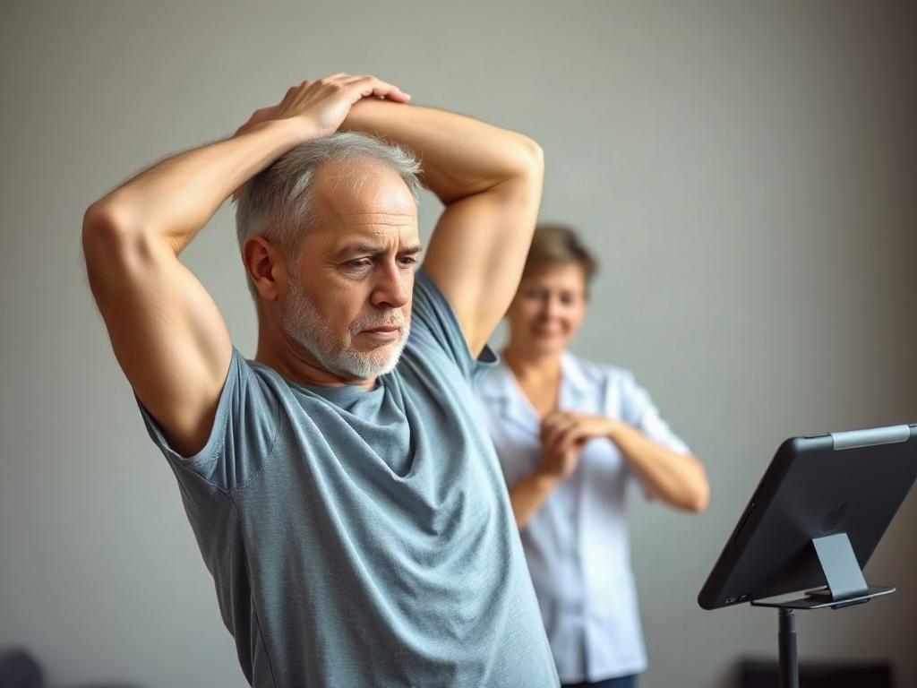 Patient exercising with a Theranex tablet