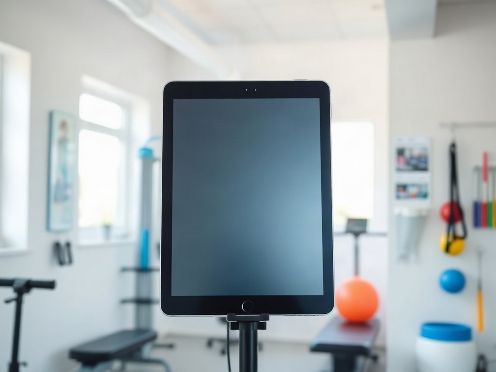 Tablet set up in a physiotherapy practice